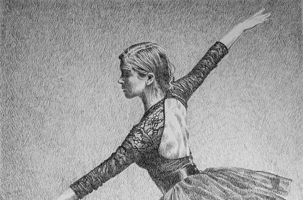 Bailarina con tutú negro (detalle). Lápiz de grafito sobre papel verjurado.